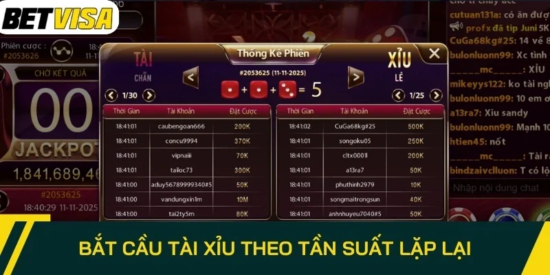 Bắt cầu Tài Xỉu theo tần suất lặp lại