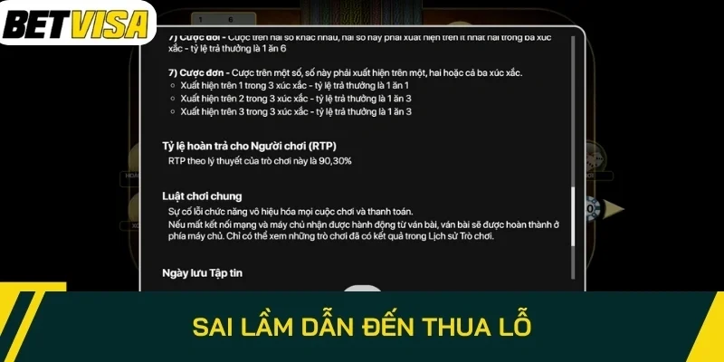 Sai lầm dẫn đến thua lỗ